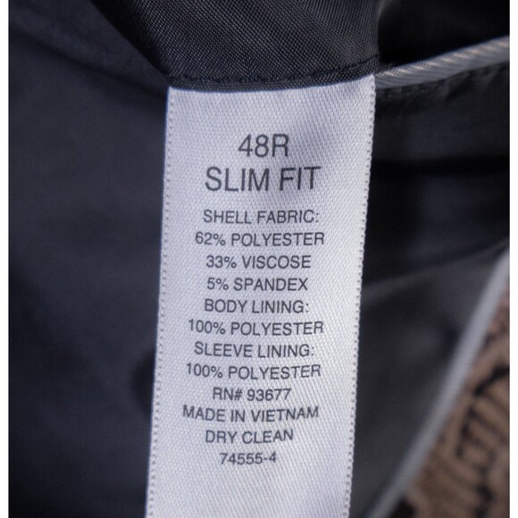 J Ferrar SLIM Tuxedo Blazer Tuxedo Jacket Coat Sz 48R Snake Pattern Two Button - Picture 11 of 13